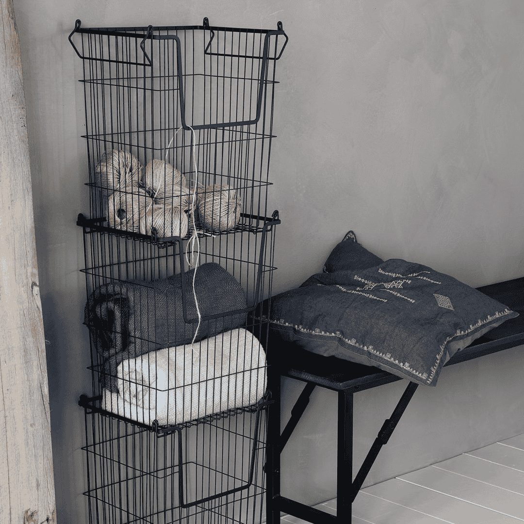 Matt Black Stackable Wire Basket 42cm