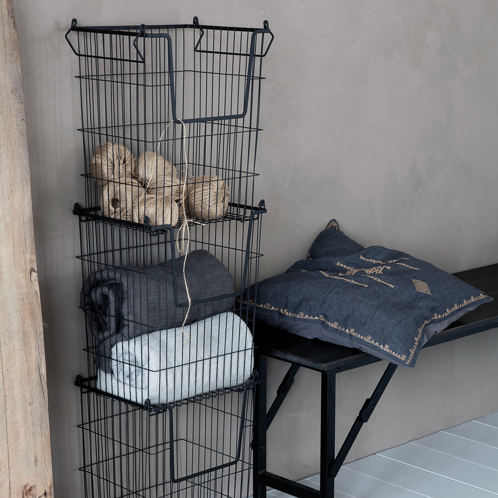 Matt Black Stackable Wire Basket 42cm