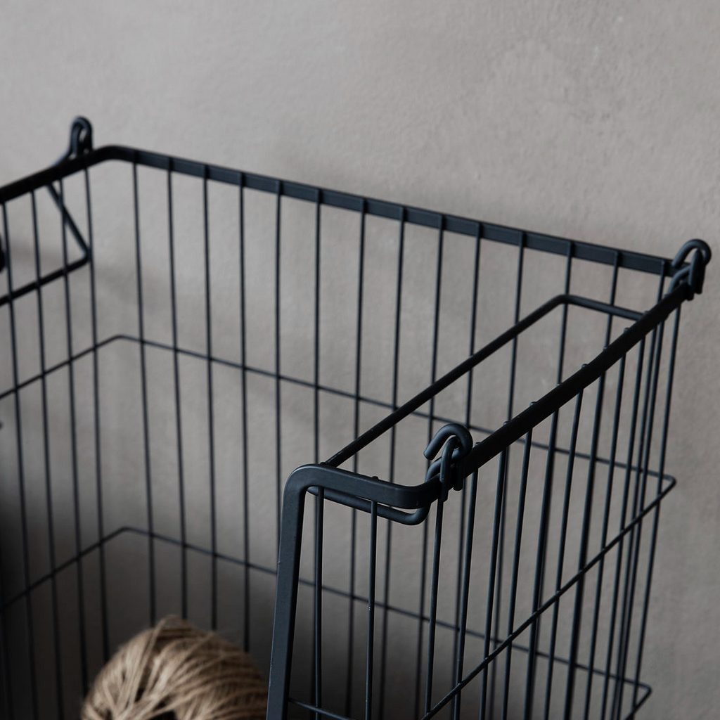 Matt Black Stackable Wire Basket 42cm