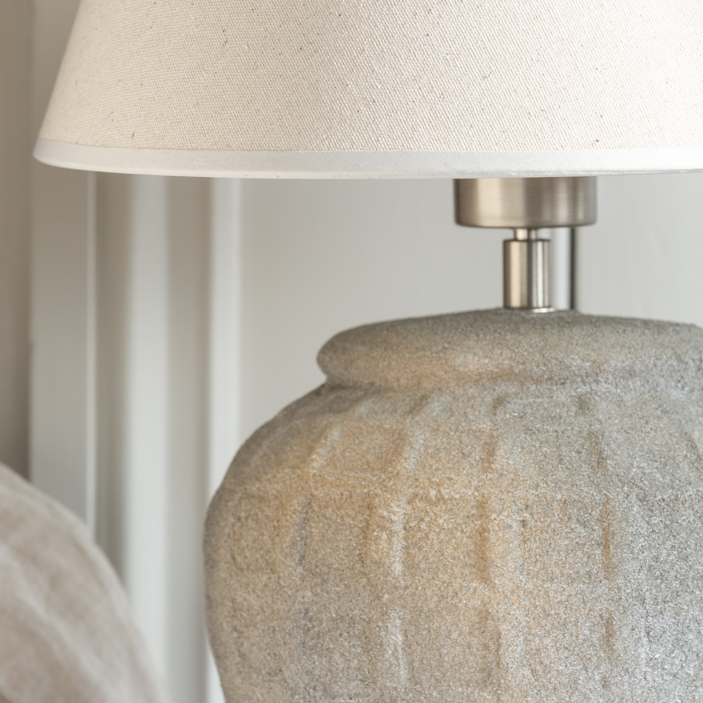 Minerva Stoneware Lamp with Cream Shade 40cm