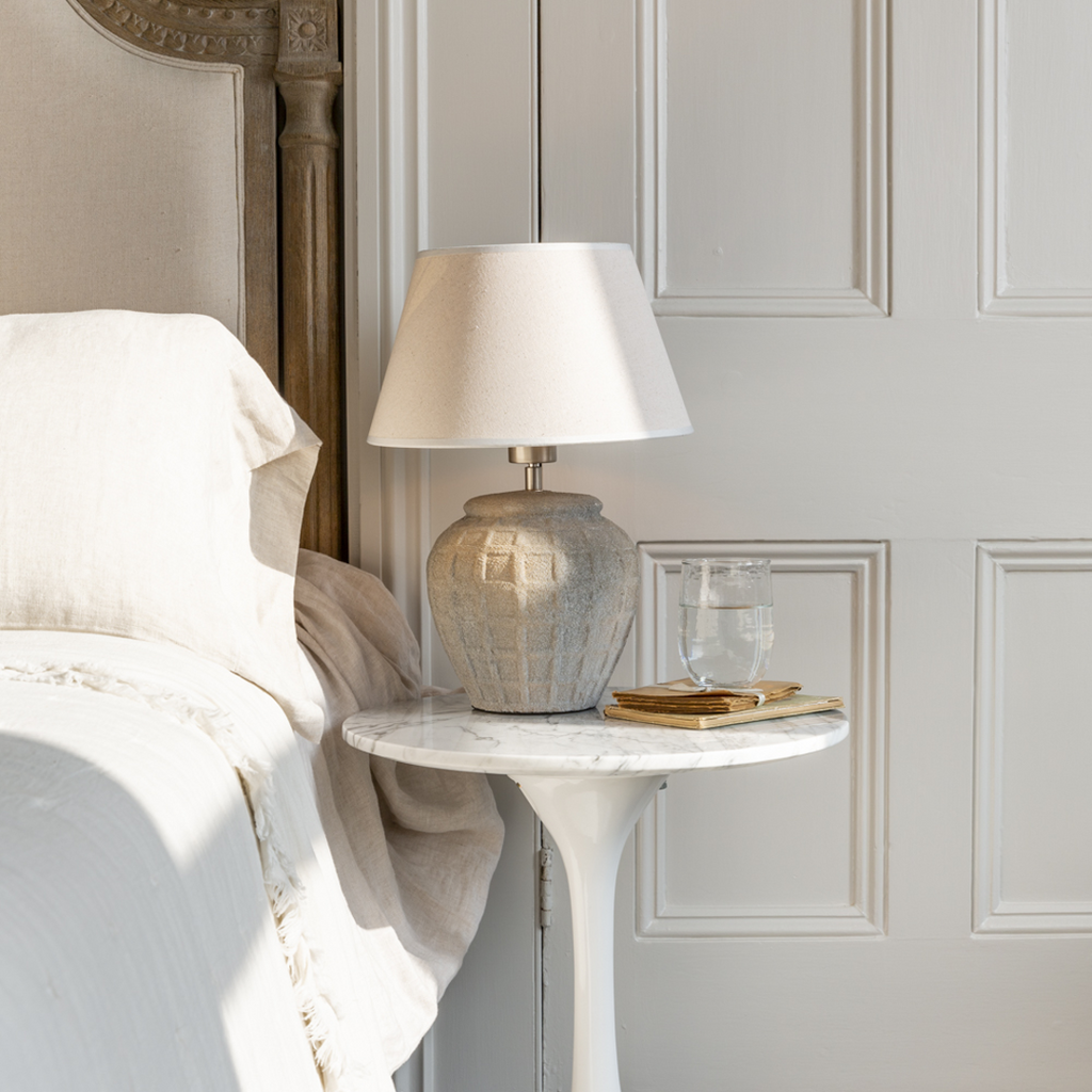 Minerva Stoneware Lamp with Cream Shade 40cm