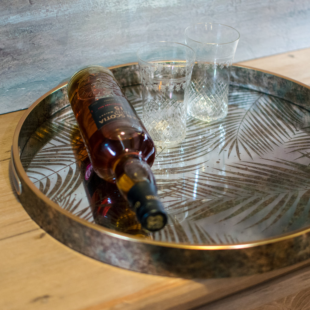 Mirrored Fern Pattern Tray 45cm E