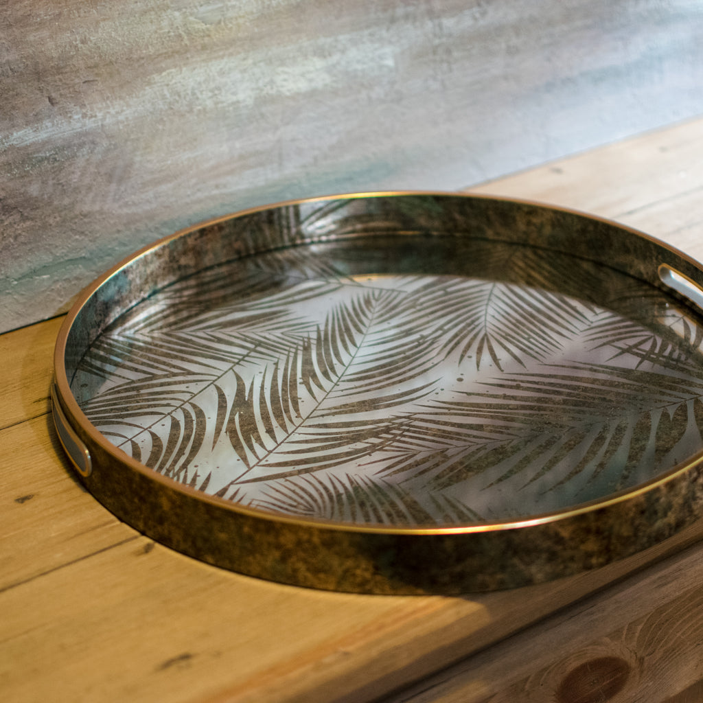 Mirrored Fern Pattern Tray 45cm G