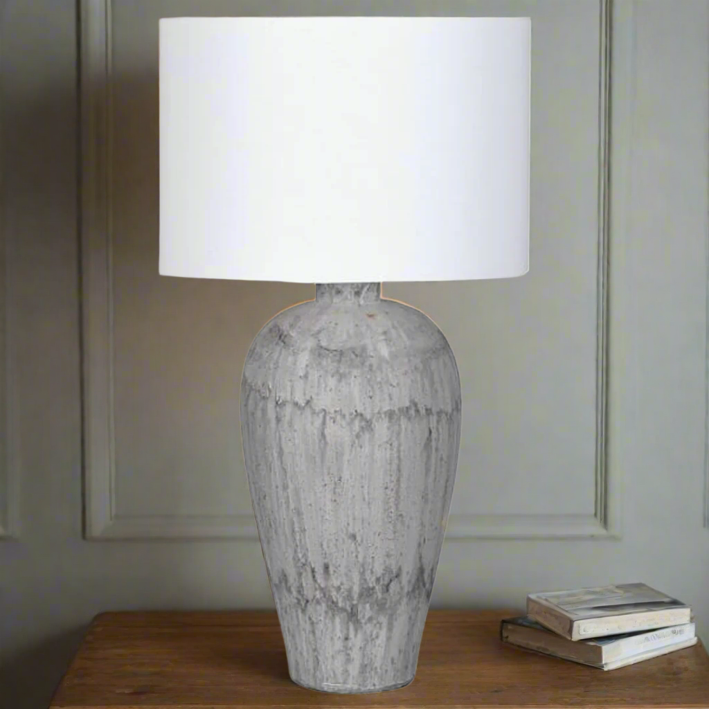 Mottled Table Lamp with Linen Shade | Annie Mo's