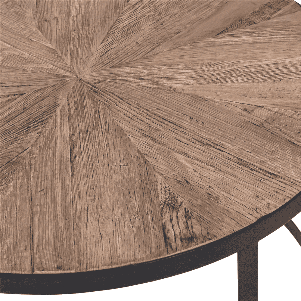 Nest of Two Reclaimed Oak Round Coffee Tables