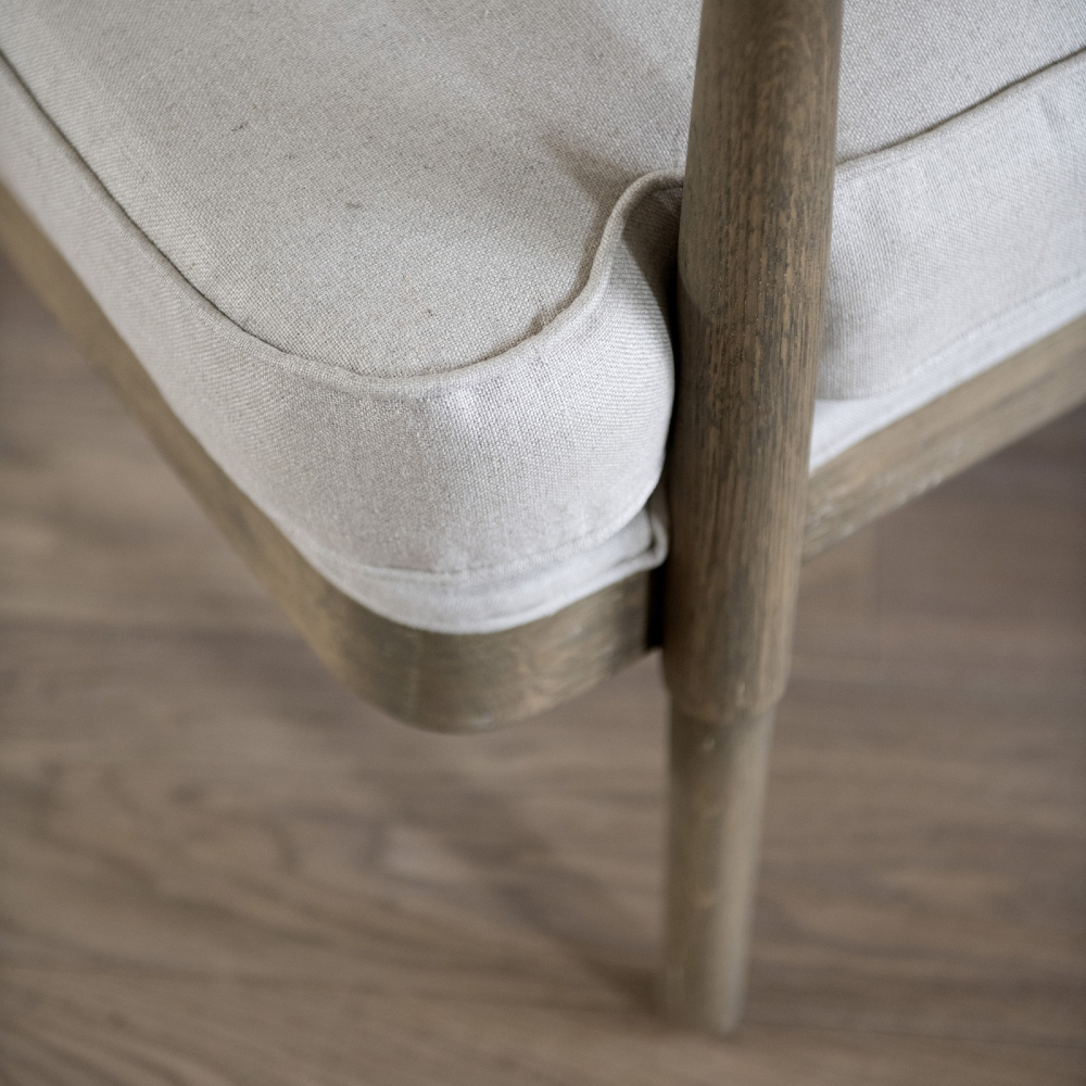 St James Oak and Linen Framed Curved Back Occasional Chair
