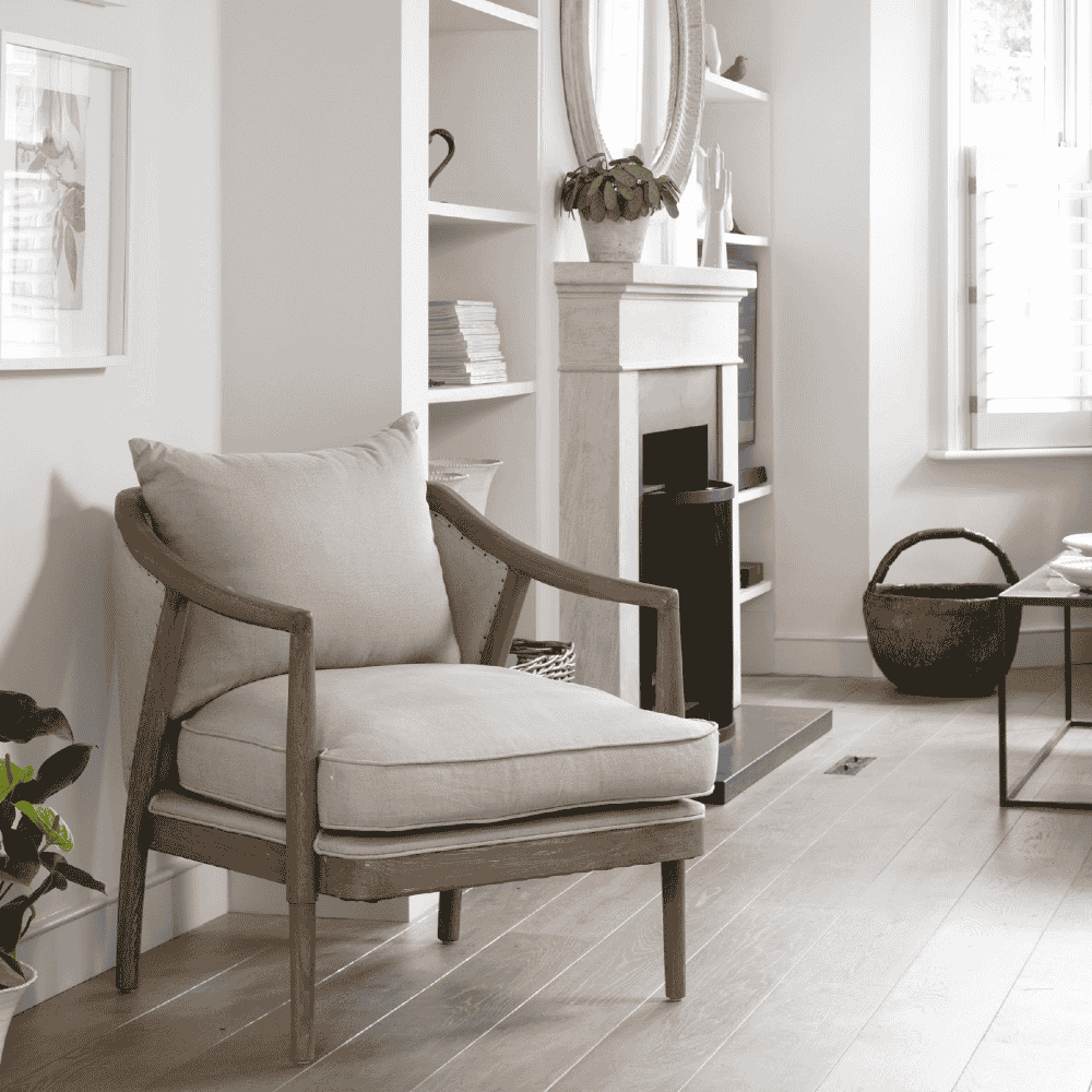 St James Oak and Linen Framed Curved Back Occasional Chair