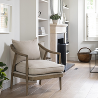 St James Oak and Linen Framed Curved Back Occasional Chair