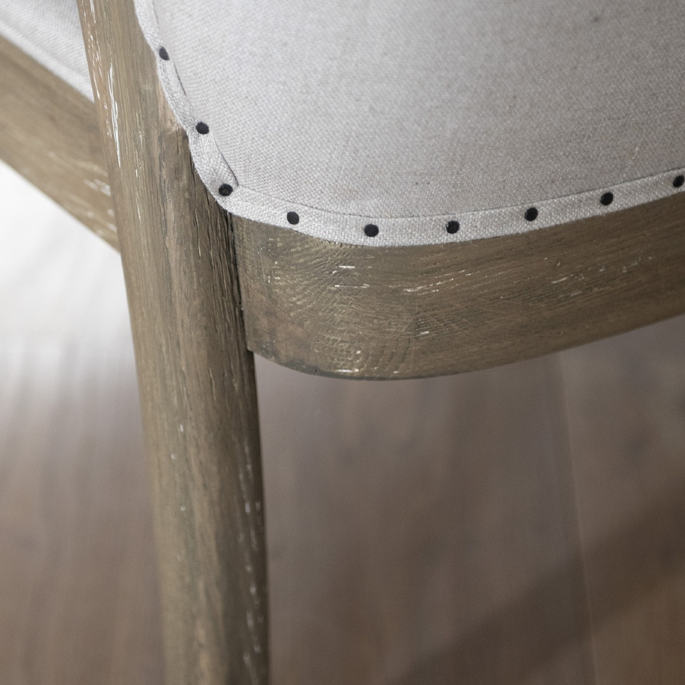 St James Oak and Linen Framed Curved Back Occasional Chair