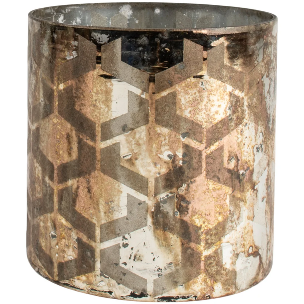 Patterned Antiqued Votive Holder 12cm