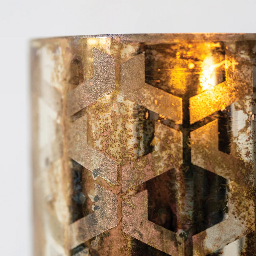 Patterned Antiqued Votive Holder 12cm