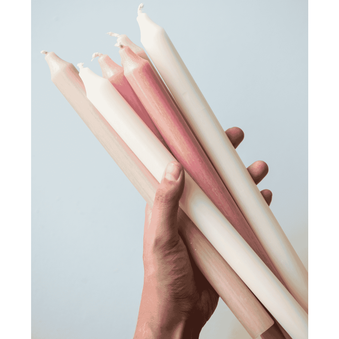 Pink Sand and White Tones Tall Rustic Dinner Candles 29cm - Colour Choice