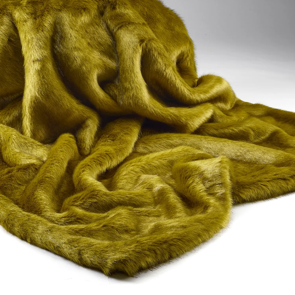 Plain Faux Fur Throw - Spinach