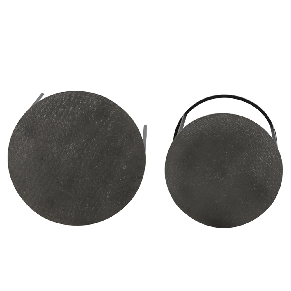 RENGO Textured Black Nickel Nest of Two Tables 52cm
