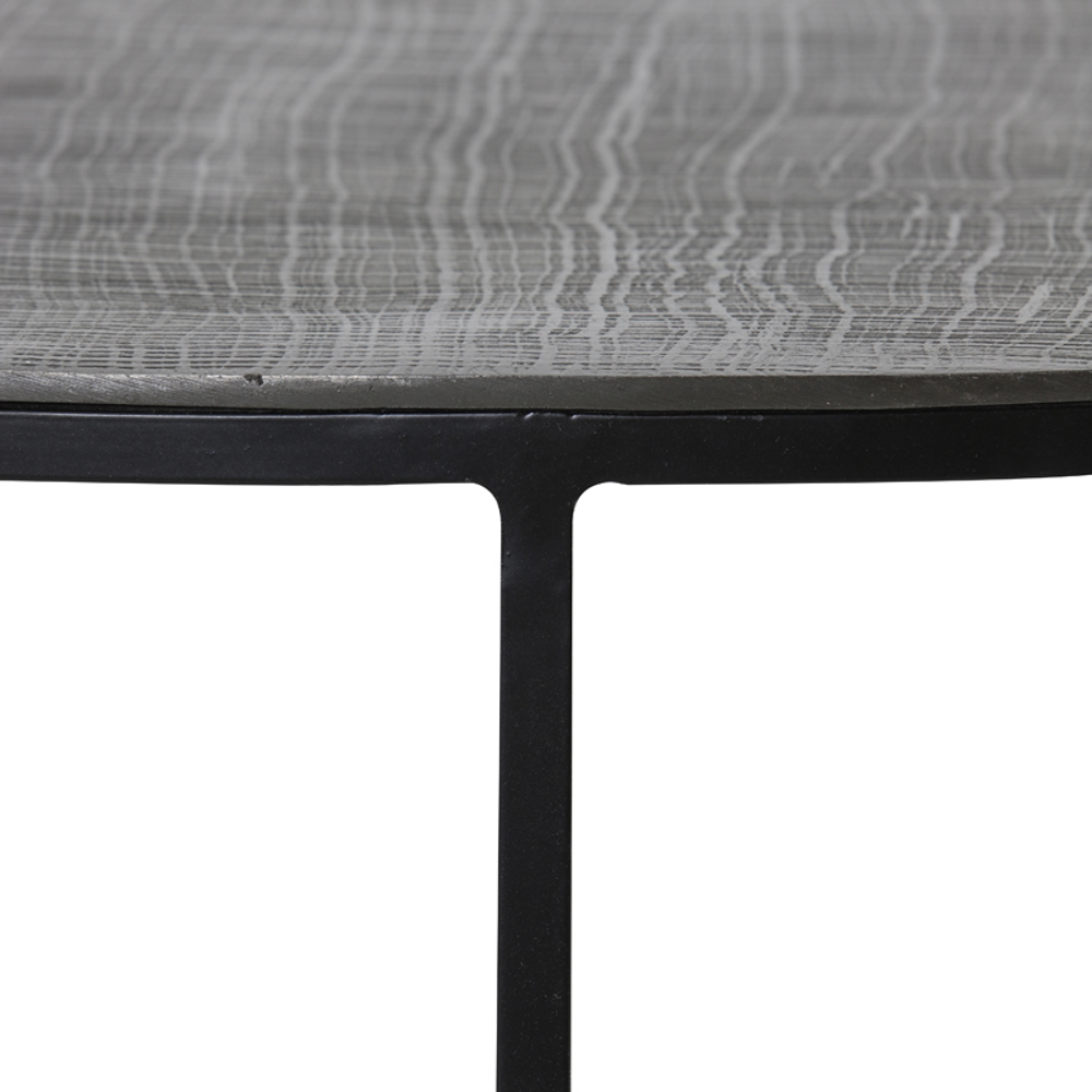 RENGO Textured Black and Brown Metal Nesting Tables 52cm