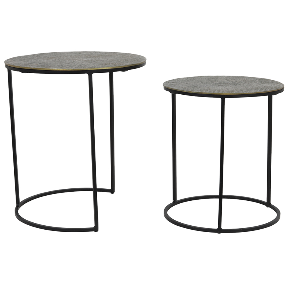RENGO Textured Bronze Black Metal Nesting Tables 52cm