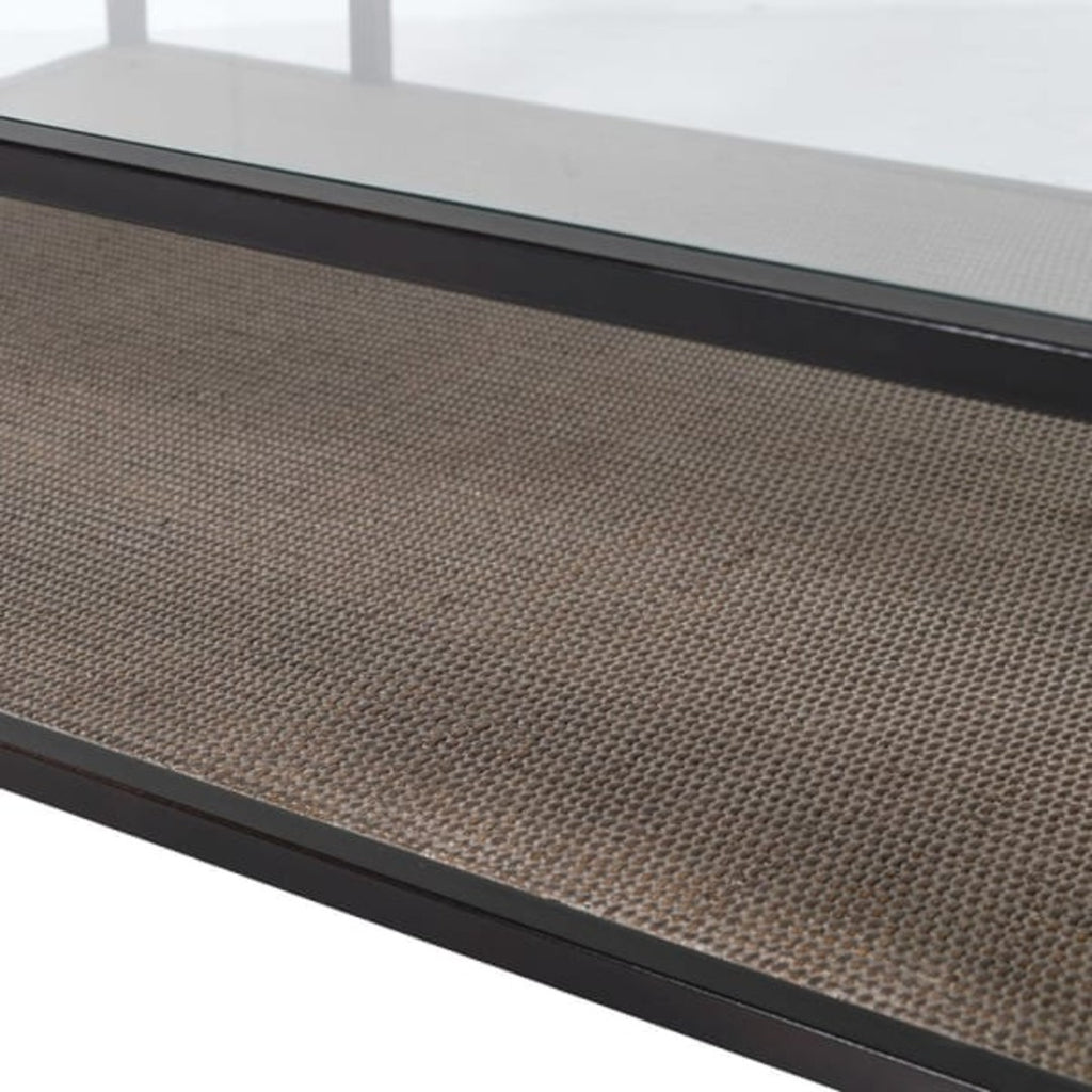 Rattan and Glass Coffee Table 132cm D