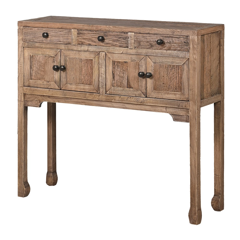 Reclaimed Oak Four Door with Three Drawers Console Table 94cm D