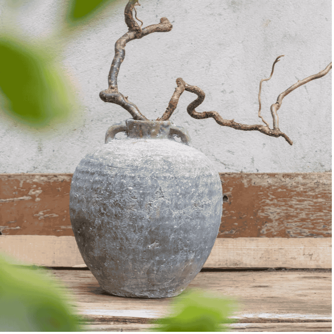 Ribbed Narrow Neck Rustic Vases