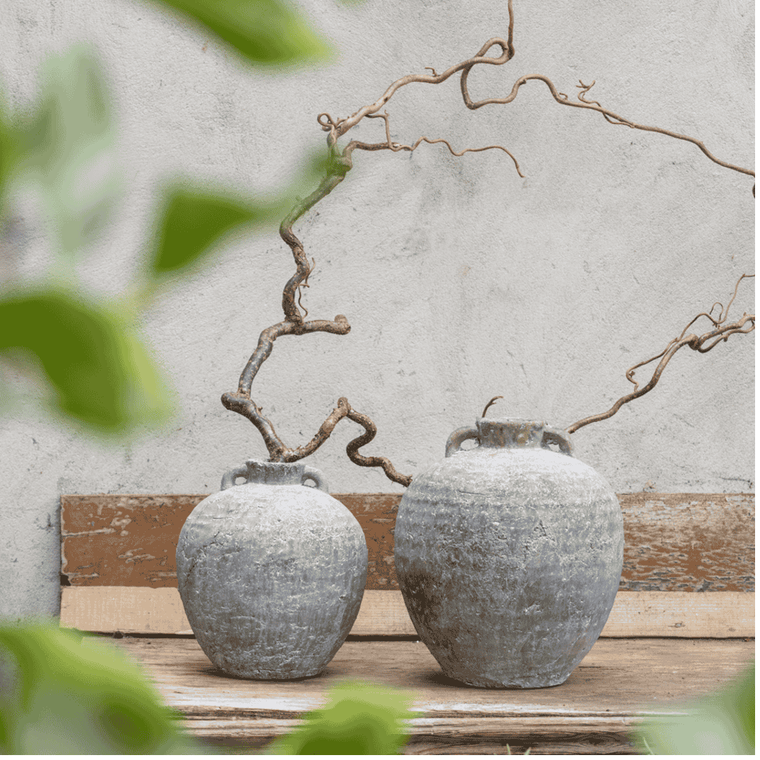 Ribbed Narrow Neck Rustic Vases | Annie Mo's