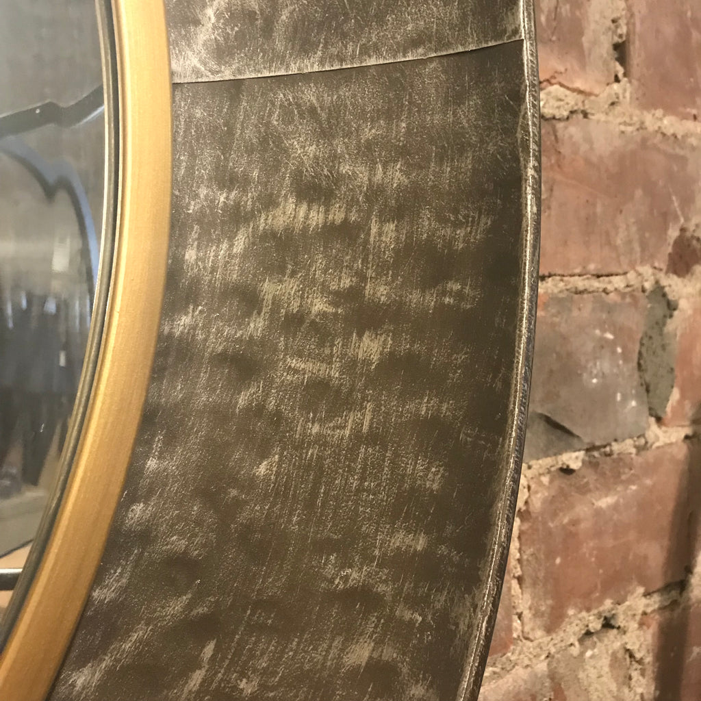 Round Black and Bronze Wall Mirror 88cm D