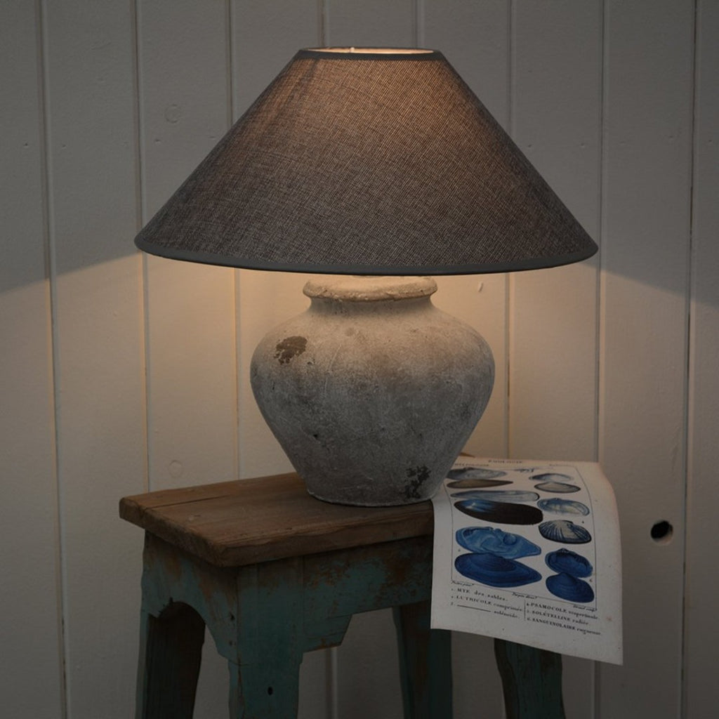 Rustic Ceramic Lamp with Dark Grey Shade 43cm