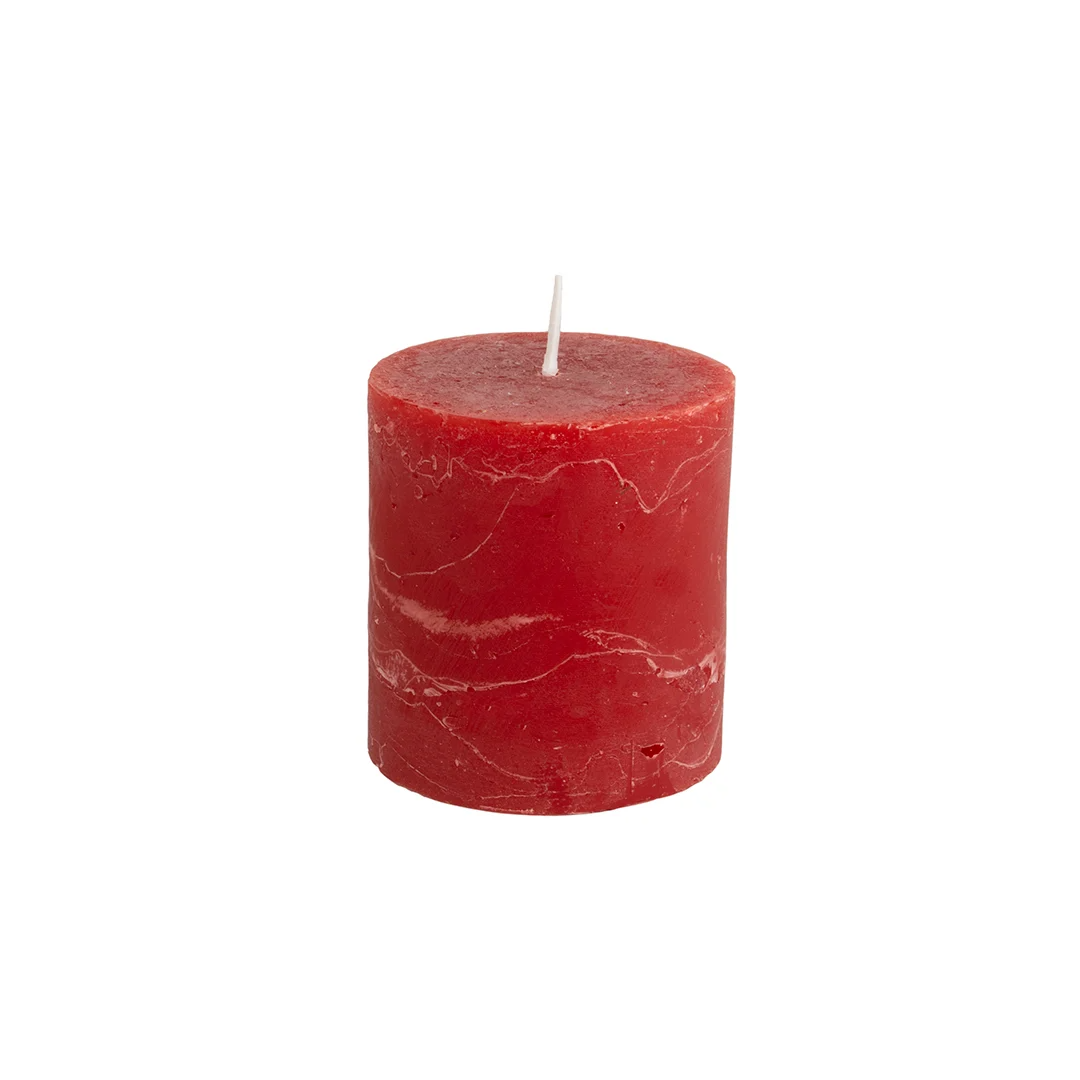 Rustic Pillar Candles in Lipstick Red