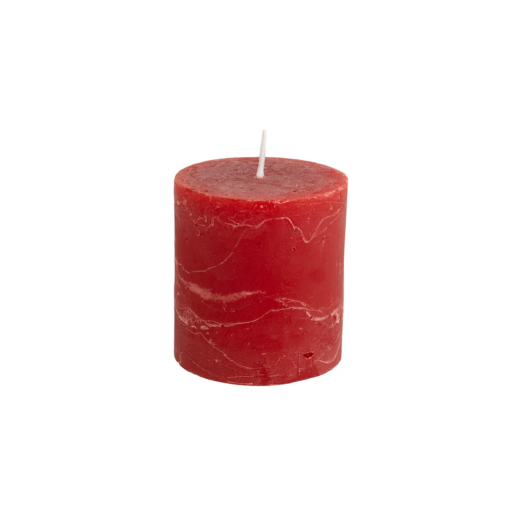 Rustic Pillar Candles in Lipstick Red