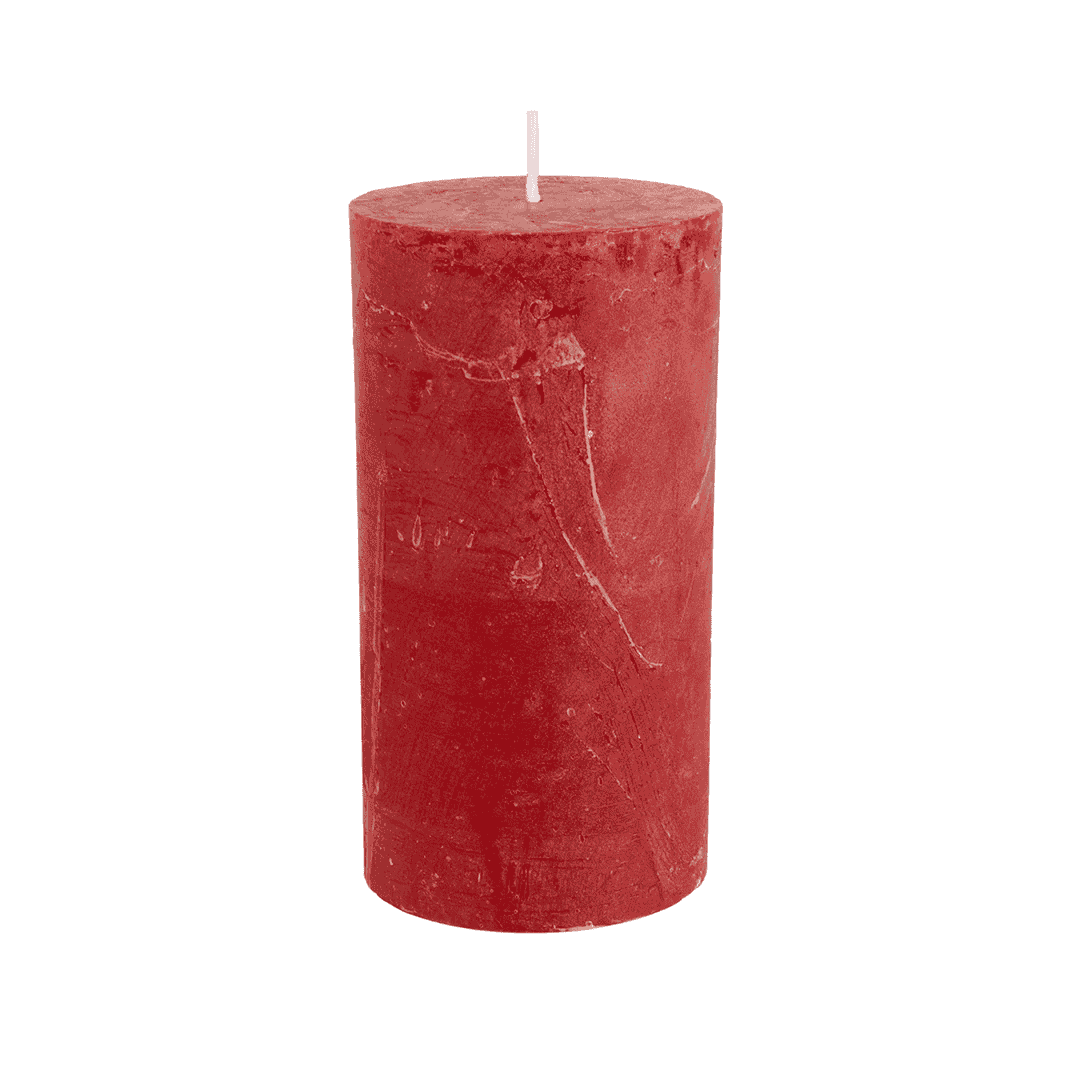 Rustic Pillar Candles in Lipstick Red-C