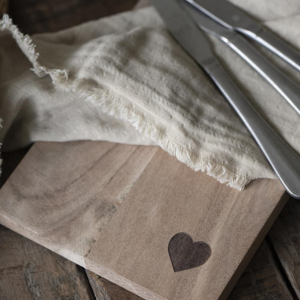 Serving Board with Heart - Oiled Acacia Wood 46cm