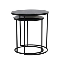 Set of Antiqued Glass and Iron Nesting Tables 50cm | Annie Mo's