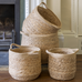 Set of Four Jute and Straw Baskets with Jute Rope Trim 34cm