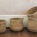 Set of Four Jute and Straw Baskets with Jute Rope Trim 34cm