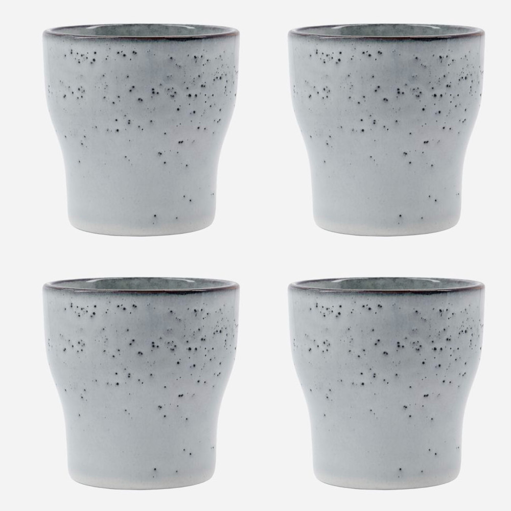 Set of Four Light Grey Thermo Mugs 9cm