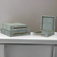 Set of Three Faux Grey Shagreen Boxes 35cm | Annie Mo's
