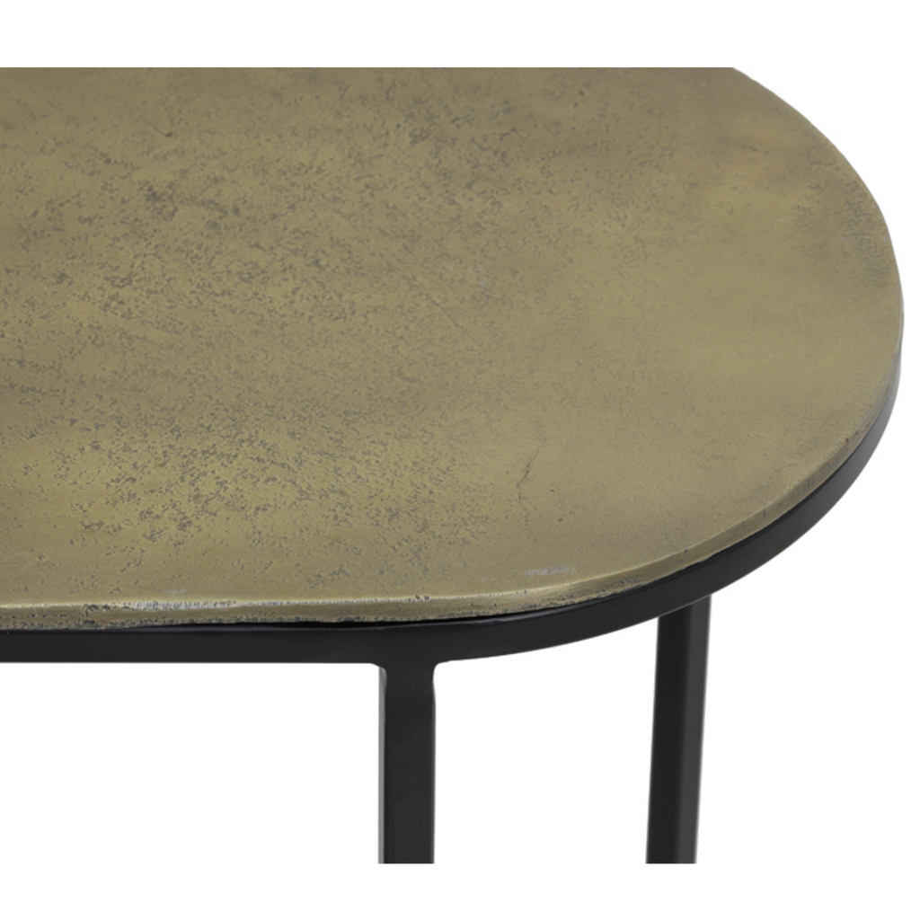 Set of Two Antiqued Bronze and Black Nesting Tables 53cm