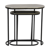 Set of Two Antiqued Bronze and Black Nesting Tables 53cm | Annie Mo's