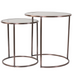 Set of Two Antiqued Copper and Glass Nesting Tables 52cm