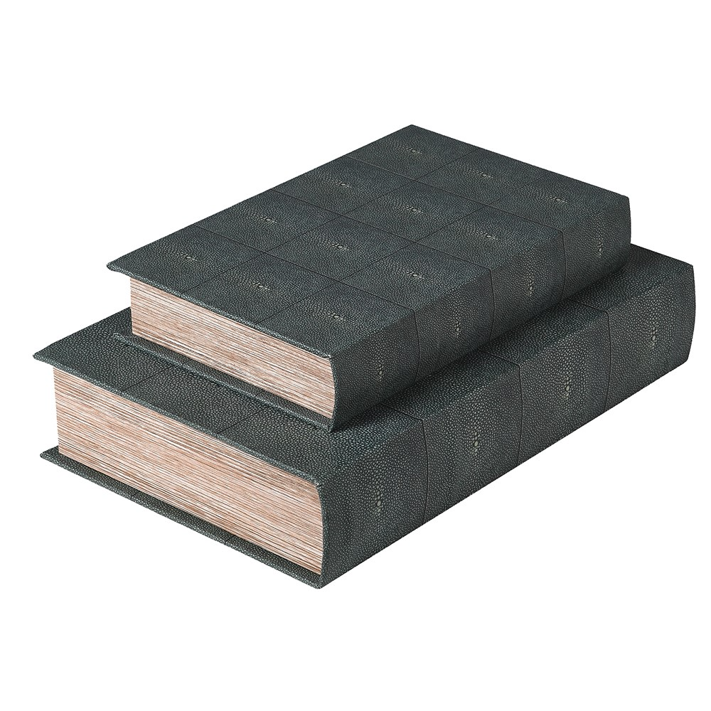 Set of Two Faux Shagreen Book Boxes 33cm | Annie Mo's