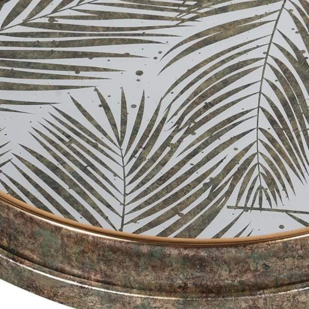 Set of Two Mirrored Fern Pattern Tray Tables 59cm
