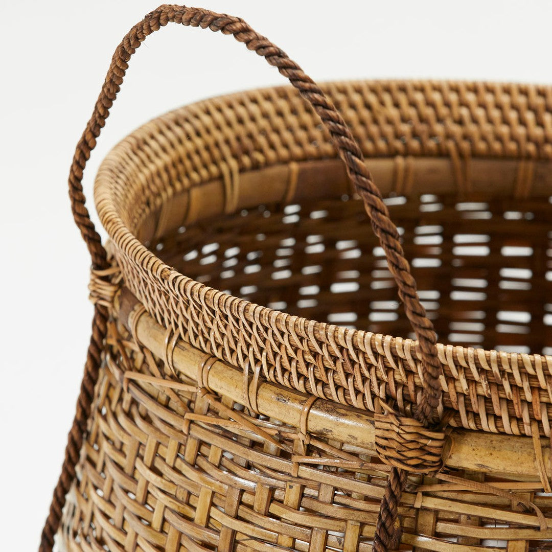 Set of Two Rattan and Bamboo Baskets