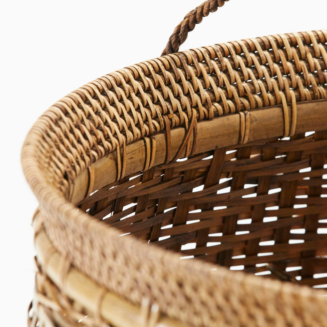 Set of Two Rattan and Bamboo Baskets