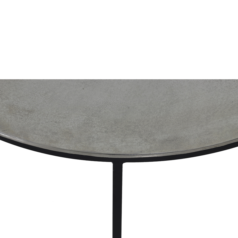 Set of Two Silver Effect Metal and Black Nesting Tables 55cm