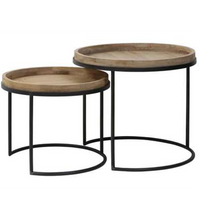 Set of Two Wood and Metal Round Nesting Tables 60cm | Annie Mo's