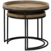 Set of Two Wood and Metal Round Nesting Tables 60cm