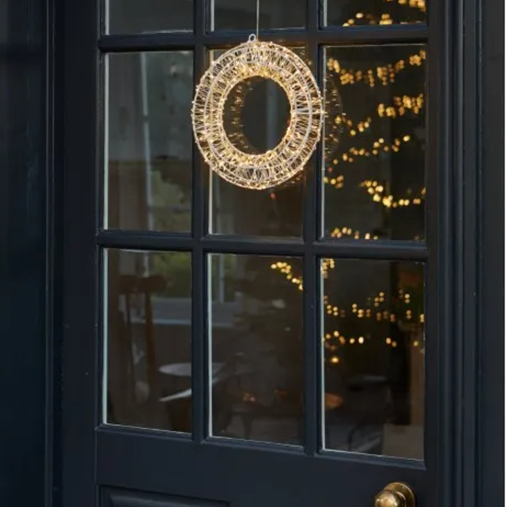 Silver Galaxy Wreath 25cm LED Dual Power Operated | Annie Mo's