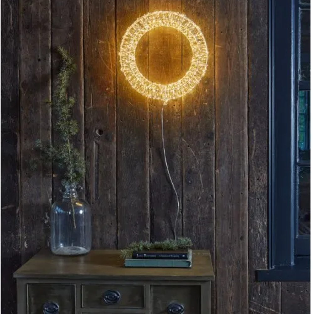 Silver Galaxy Wreath 40cm LED Mains Operated