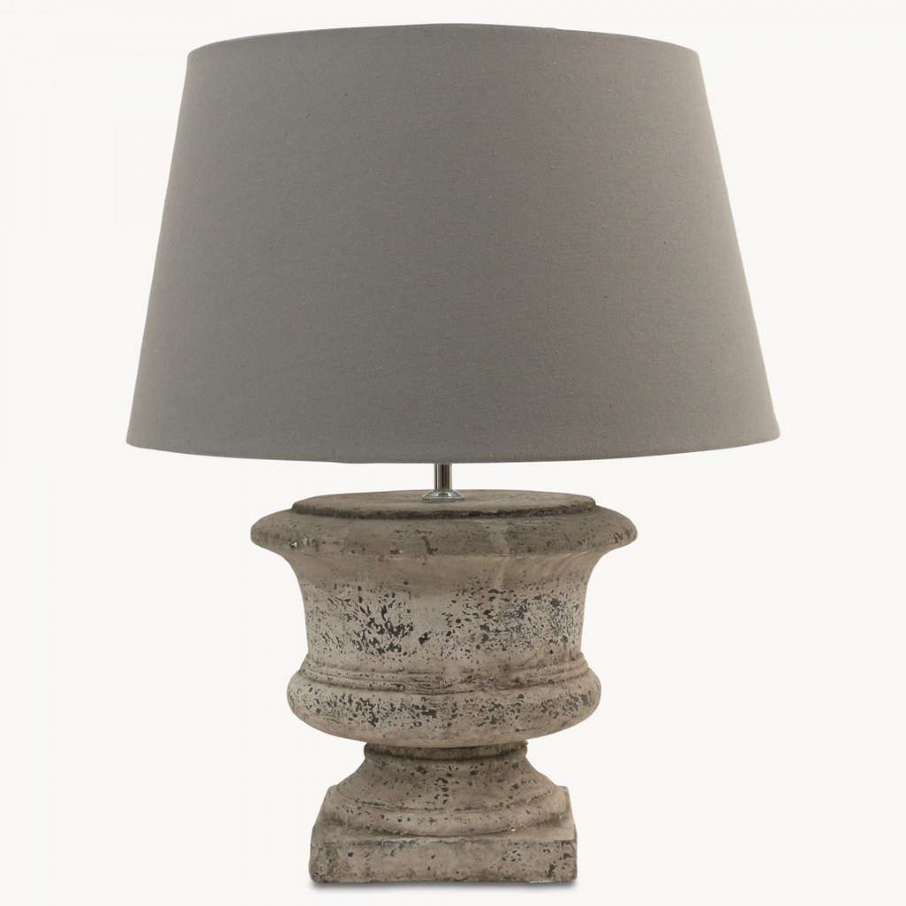 Squat Stone Lamp with Grey Shade 63cm | Annie Mo's