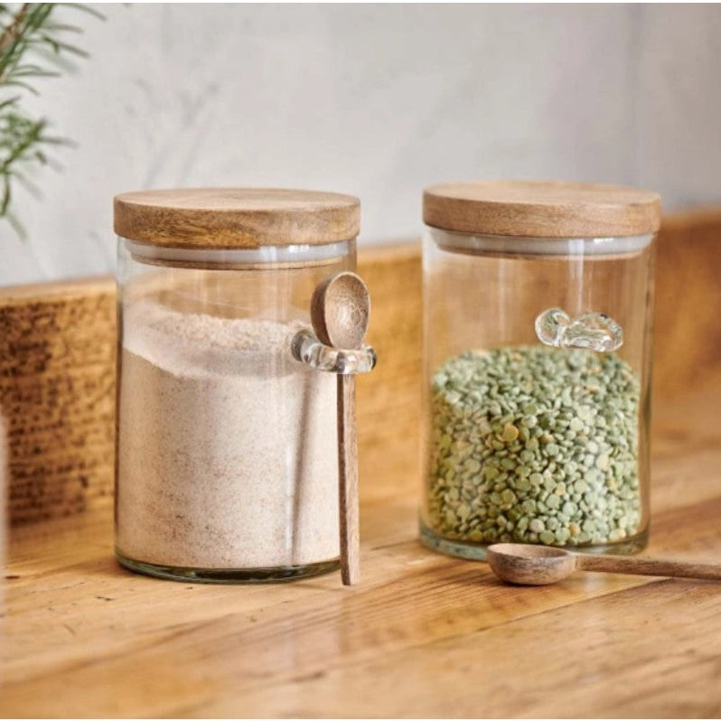 Storage Jars with Wood Lids and Spoons | Annie Mo's