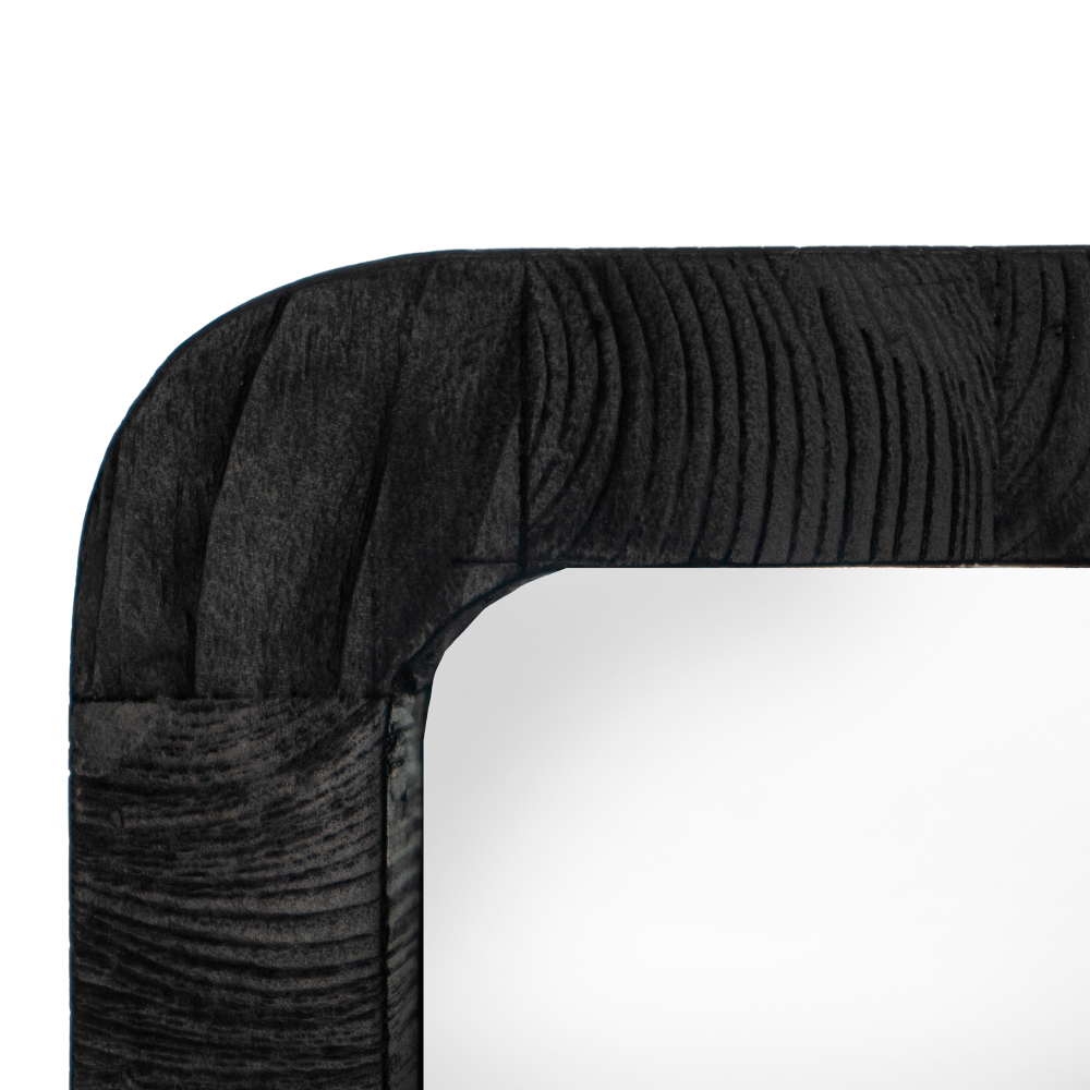 TAMBORA Black Natural Recycled Teak Wood Mirror 45 x 140cm